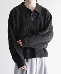 ELLUV（エルブ）の「【ELLUV/エルヴ】エレガンスラメシアー ショート丈長袖ポロシャツ（ポロシャツ）」