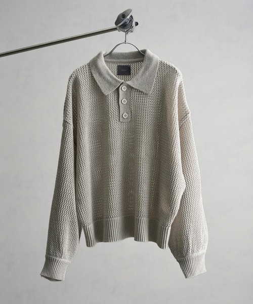 ELLUV(エルブ)の「【ELLUV/エルヴ】エレガンスラメシアー ショート丈長袖ポロシャツ(ポロシャツ・メンズ・グレー/ブラック/ホワイト・L/M/S)」の5枚目の写真