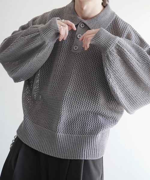 ELLUV(エルブ)の「【ELLUV/エルヴ】エレガンスラメシアー ショート丈長袖ポロシャツ(ポロシャツ・メンズ・グレー/ブラック/ホワイト・L/M/S)」の22枚目の写真