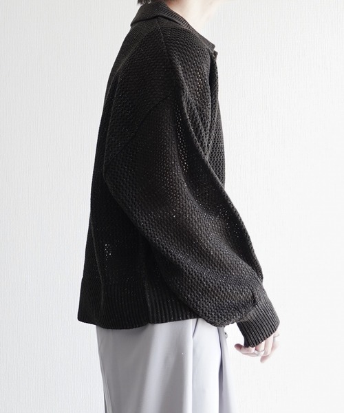 ELLUV(エルブ)の「【ELLUV/エルヴ】エレガンスラメシアー ショート丈長袖ポロシャツ(ポロシャツ・メンズ・グレー/ブラック/ホワイト・L/M/S)」の16枚目の写真