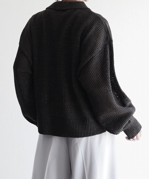 ELLUV(エルブ)の「【ELLUV/エルヴ】エレガンスラメシアー ショート丈長袖ポロシャツ(ポロシャツ・メンズ・グレー/ブラック/ホワイト・L/M/S)」の17枚目の写真