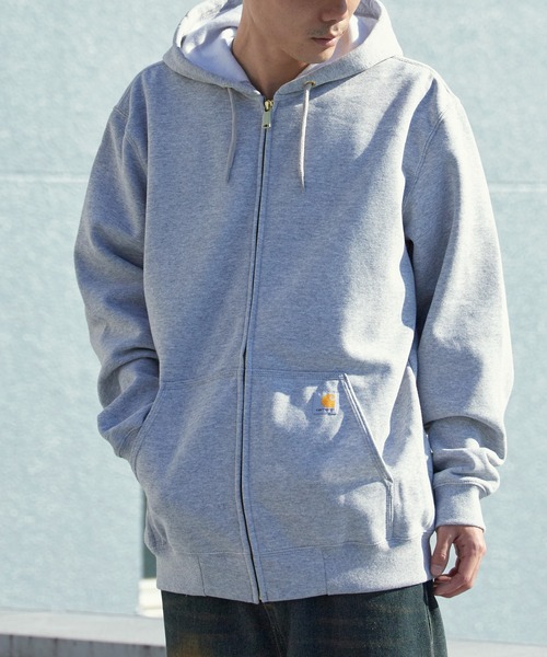 Carhartt(カーハート)の「carhartt / 裏起毛 ミッドウェイト フルジップパーカー フーディー プルオーバー / K122,TS0122-M 秋服 冬服(パーカー・メンズ・ブラック/ヘザーグレー・S/M/L/XL)」の3枚目の写真