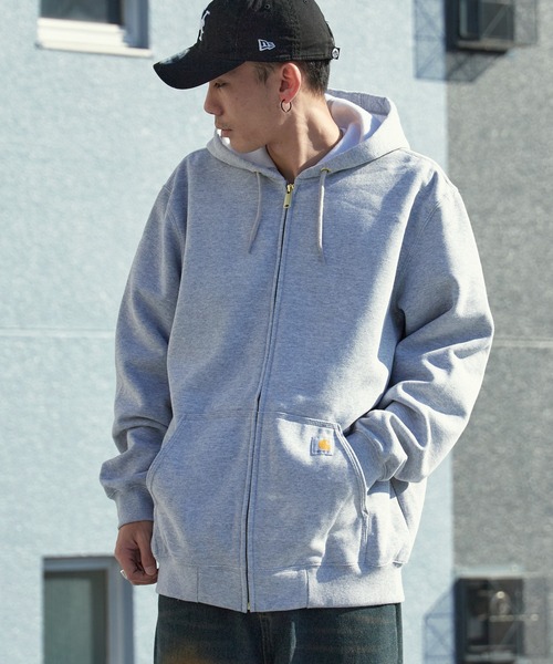 Carhartt(カーハート)の「carhartt / 裏起毛 ミッドウェイト フルジップパーカー フーディー プルオーバー / K122,TS0122-M 秋服 冬服(パーカー・メンズ・ブラック/ヘザーグレー・S/M/L/XL)」の5枚目の写真