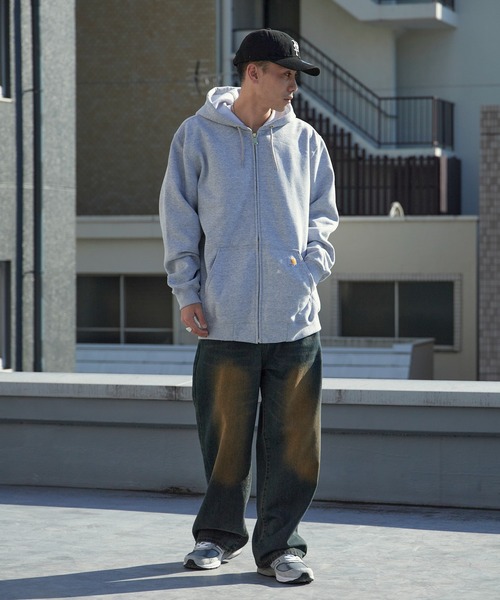 Carhartt(カーハート)の「carhartt / 裏起毛 ミッドウェイト フルジップパーカー フーディー プルオーバー / K122,TS0122-M 秋服 冬服(パーカー・メンズ・ブラック/ヘザーグレー・S/M/L/XL)」の7枚目の写真