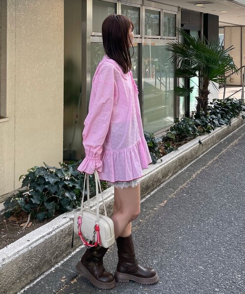 HELLO.SANFRANCISCO（ハローサンフランシスコ）の「【HELLO.SANFRANCISCO/ハローサンフランシスコ】フリルレースチュニックブラウス（シャツ/ブラウス・レディース・サックスブルー/ピンク/ホワイト・ONE SIZE）」の18枚目の写真