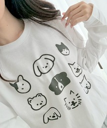 犬いっぱいイラストロンT/長袖Tシャツ