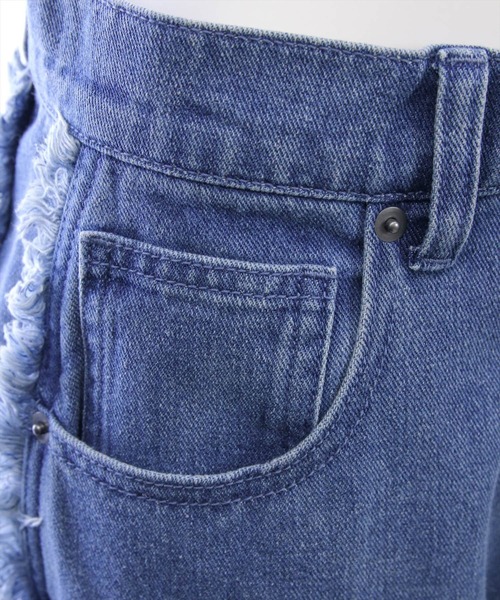 clear（クリア）の「【低身長対応／サイズ展開あり】サイドフリンジワイドデニムパンツ[カジュアル 着回し抜群 大人]（デニムパンツ・レディース・ブラック/ブルー・M/S/PS）」の12枚目の写真
