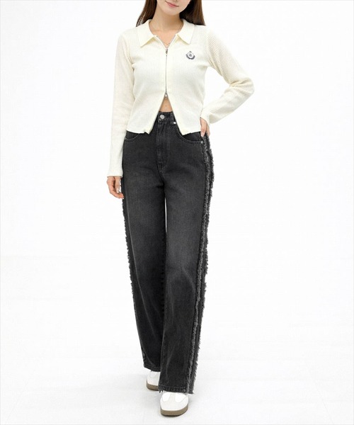 clear（クリア）の「【低身長対応／サイズ展開あり】サイドフリンジワイドデニムパンツ[カジュアル 着回し抜群 大人]（デニムパンツ・レディース・ブラック/ブルー・M/S/PS）」の10枚目の写真