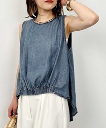 LUGIVA | バックスリットデニムノースリーブブラウス(シャツ/ブラウス)