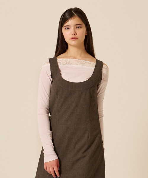 TINA：JOJUN（ティーナジョジュン）の「レース付き オフショル ロンT TINA：JOJUN（Tシャツ/カットソー・レディース・パープル系その他/アイボリー/ブラウン・M）」の11枚目の写真