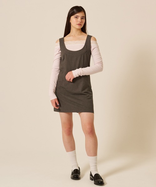 TINA：JOJUN（ティーナジョジュン）の「レース付き オフショル ロンT TINA：JOJUN（Tシャツ/カットソー・レディース・パープル系その他/アイボリー/ブラウン・M）」の14枚目の写真