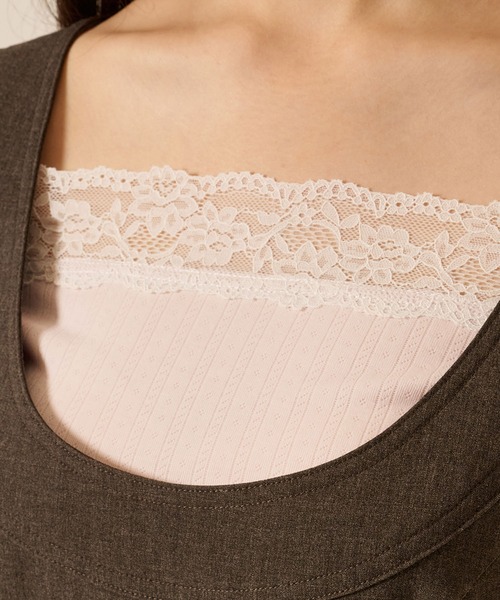 TINA：JOJUN（ティーナジョジュン）の「レース付き オフショル ロンT TINA：JOJUN（Tシャツ/カットソー・レディース・パープル系その他/アイボリー/ブラウン・M）」の16枚目の写真