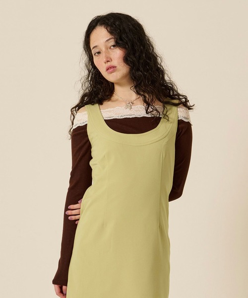 TINA：JOJUN（ティーナジョジュン）の「レース付き オフショル ロンT TINA：JOJUN（Tシャツ/カットソー・レディース・パープル系その他/アイボリー/ブラウン・M）」の19枚目の写真