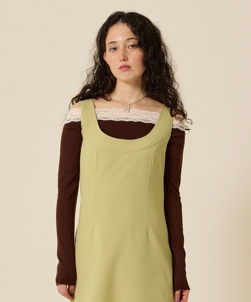 TINA：JOJUN（ティーナジョジュン）の「レース付き オフショル ロンT TINA：JOJUN（Tシャツ/カットソー・レディース・パープル系その他/アイボリー/ブラウン・M）」の20枚目の写真