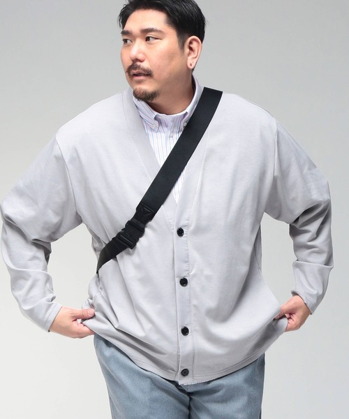B&T CLUB（ビーティークラブ）の「カーディガン 長袖 メンズ 大きいサイズ ふわかる Wフェイスポンチ Vネック B＆T CLUB (ビーアンドティークラブ)（カーディガン/ボレロ・メンズ・ライトグレー/ブラック/ブルー・X3(6L～7L)/X1(3L～4L)/X2(4L～5L)）」の10枚目の写真