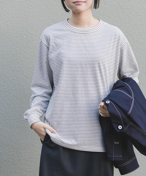 FORK&SPOON(フォークアンドスプーン)の「FORK&SPOON CAVEボーダーロングスリーブTシャツ(Tシャツ/カットソー・レディース・ホワイト系その他/ブラック系その他/グレー系その他・1)」の1枚目の写真