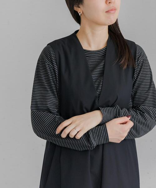 FORK&SPOON(フォークアンドスプーン)の「FORK&SPOON CAVEボーダーロングスリーブTシャツ(Tシャツ/カットソー・レディース・ホワイト系その他/ブラック系その他/グレー系その他・1)」の2枚目の写真