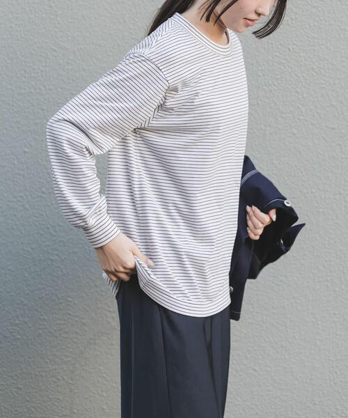 FORK&SPOON(フォークアンドスプーン)の「FORK&SPOON CAVEボーダーロングスリーブTシャツ(Tシャツ/カットソー・レディース・ホワイト系その他/ブラック系その他/グレー系その他・1)」の6枚目の写真