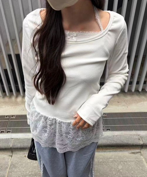 mebole(メボレ)の「Cami Layered Lace Top(Tシャツ/カットソー・レディース・ホワイト・FREE)」の1枚目の写真