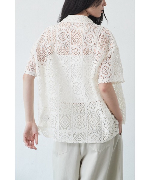 ANF.MUU(アンフムー)の「パッチワークレースオーバーサイズシャツ(シャツ/ブラウス・レディース・ホワイト/ブラック・FREE)」の7枚目の写真