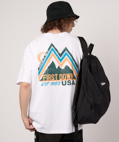 FIRST DOWN(ファーストダウン)の「グラフィック スリーブTシャツ #3(Tシャツ/カットソー・メンズ・ブラック/ホワイト・M/L/XL)」の3枚目の写真