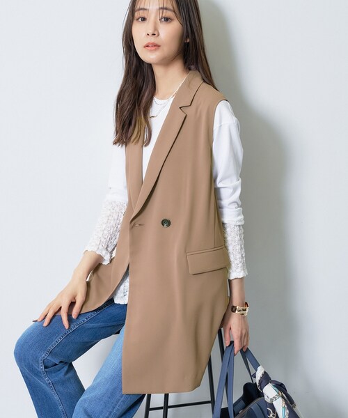 INDIVI(インディヴィ)の「【さらに軽く軽快!/着る日傘】颯爽ジレジャケット(ベスト・レディース・ブラック/ブラウン系/ダークグレー・38)」の3枚目の写真