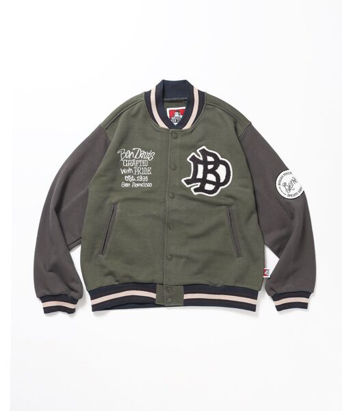 BEN DAVIS(ベンデイビス)の「【BEN DAVIS(ベンデイビス)】SWEAT STADIUM JACKET / スラックス ジャケット 刺繍 ワンポイント 裏毛 ワッペン(スウェット・メンズ・その他1/カーキ/ブラック・X-LARGE/LARGE/MEDIUM)」の3枚目の写真