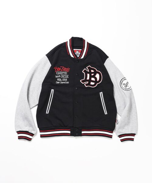 BEN DAVIS(ベンデイビス)の「【BEN DAVIS(ベンデイビス)】SWEAT STADIUM JACKET / スラックス ジャケット 刺繍 ワンポイント 裏毛 ワッペン(スウェット・メンズ・その他1/カーキ/ブラック・X-LARGE/LARGE/MEDIUM)」の2枚目の写真