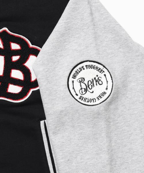 BEN DAVIS(ベンデイビス)の「【BEN DAVIS(ベンデイビス)】SWEAT STADIUM JACKET / スラックス ジャケット 刺繍 ワンポイント 裏毛 ワッペン(スウェット・メンズ・その他1/カーキ/ブラック・X-LARGE/LARGE/MEDIUM)」の10枚目の写真