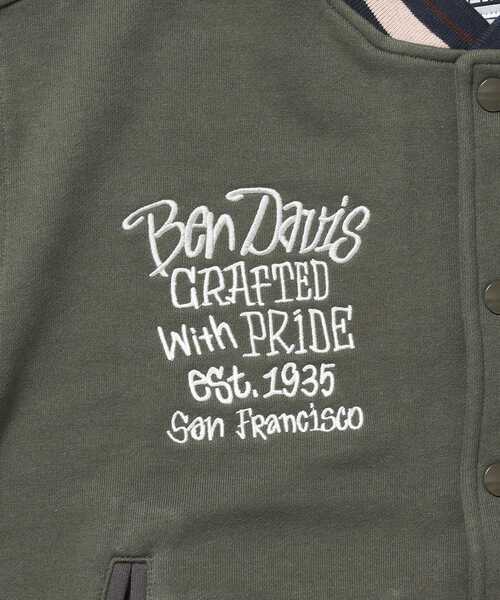 BEN DAVIS(ベンデイビス)の「【BEN DAVIS(ベンデイビス)】SWEAT STADIUM JACKET / スラックス ジャケット 刺繍 ワンポイント 裏毛 ワッペン(スウェット・メンズ・その他1/カーキ/ブラック・X-LARGE/LARGE/MEDIUM)」の16枚目の写真