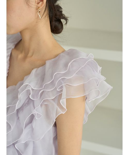 SNIDEL（スナイデル）の「【WEB限定カラーあり】ノースリフリルブラウス（シャツ/ブラウス・レディース・ベージュ/ラベンダー/ドット/アイボリー・F）」の10枚目の写真