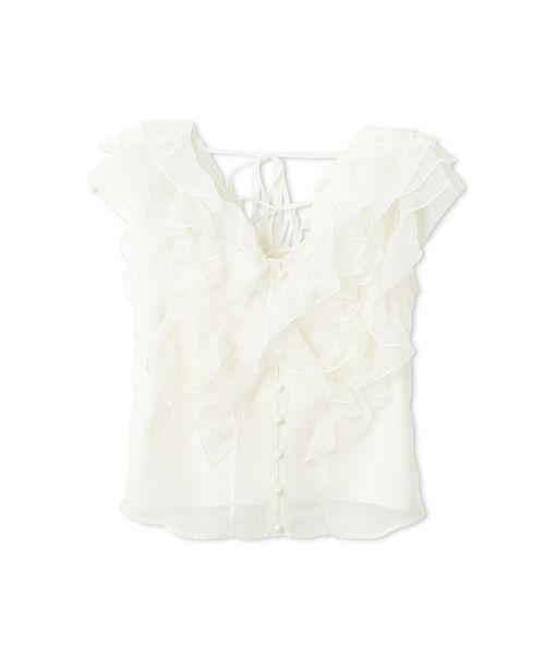 SNIDEL（スナイデル）の「【WEB限定カラーあり】ノースリフリルブラウス（シャツ/ブラウス・レディース・ベージュ/ラベンダー/ドット/アイボリー・F）」の15枚目の写真