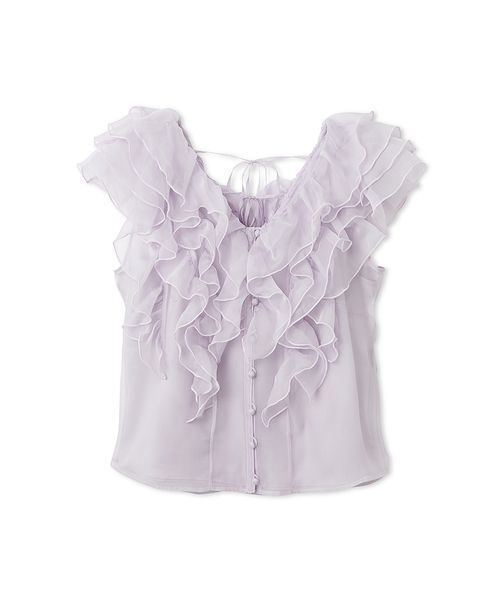 SNIDEL（スナイデル）の「【WEB限定カラーあり】ノースリフリルブラウス（シャツ/ブラウス・レディース・ベージュ/ラベンダー/ドット/アイボリー・F）」の16枚目の写真