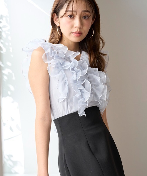 WEB限定カラーあり】ノースリフリルブラウス（シャツ/ブラウス