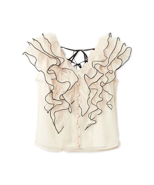 SNIDEL（スナイデル）の「【WEB限定カラーあり】ノースリフリルブラウス（シャツ/ブラウス・レディース・ベージュ/ラベンダー/ドット/アイボリー・F）」の17枚目の写真