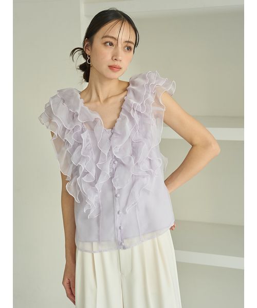 WEB限定カラーあり】ノースリフリルブラウス（シャツ/ブラウス