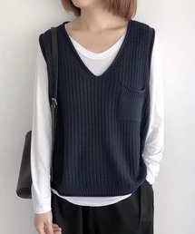 ニットベスト レディース vネック 秋冬
