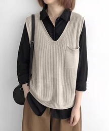 ニットベスト レディース vネック 秋冬
