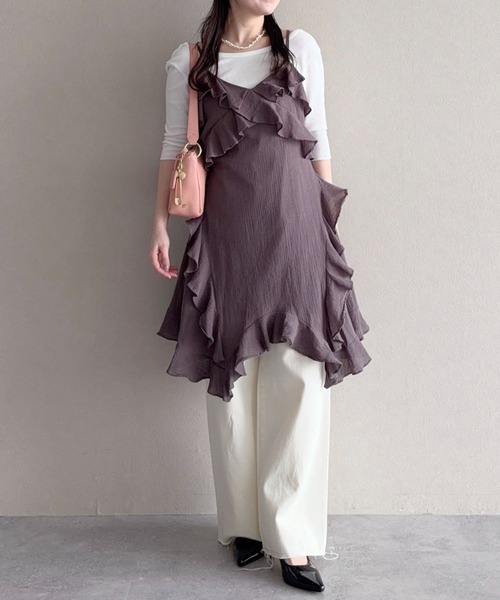 mysty woman（ミスティウーマン）の「サーマルラウンドヘムSS 666295（Tシャツ/カットソー・レディース・オフホワイト/ブラック/ブラウン・FREE）」の18枚目の写真