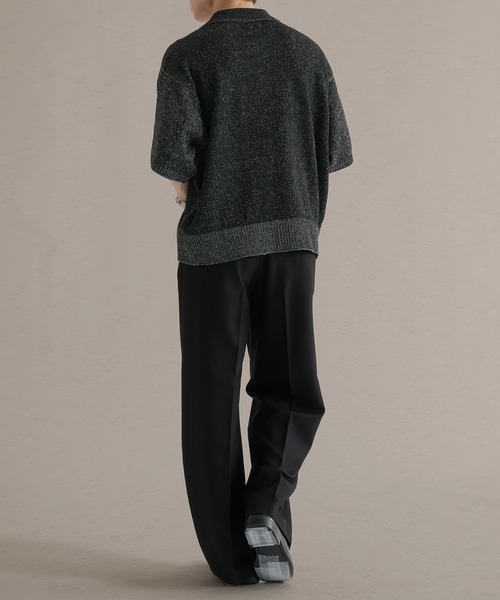 epnok（エプノック）の「プレーティングルーズ半袖ニットシャツ（ニット/セーター・メンズ・ブルー/ブラック/ベージュ・SMALL/LARGE/MEDIUM）」の11枚目の写真