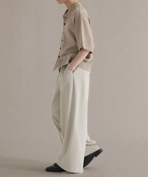 epnok（エプノック）の「プレーティングルーズ半袖ニットシャツ（ニット/セーター・メンズ・ブルー/ブラック/ベージュ・SMALL/LARGE/MEDIUM）」の20枚目の写真