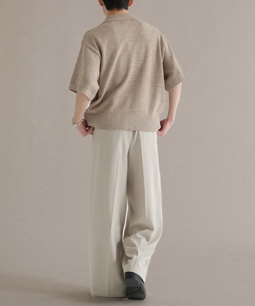 epnok（エプノック）の「プレーティングルーズ半袖ニットシャツ（ニット/セーター・メンズ・ブルー/ブラック/ベージュ・SMALL/LARGE/MEDIUM）」の21枚目の写真