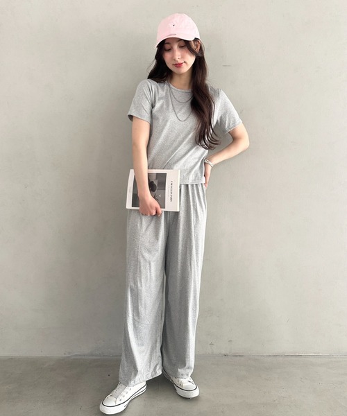 MYMOOD.(マイムード)の「無地半袖×ロングパンツ ルームウェア 2点セット 単品使い可能◎(セットアップ・レディース・ブラック/グレー・FREE)」の14枚目の写真
