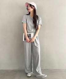 MYMOOD.（マイムード）の「無地半袖×ロングパンツ ルームウェア 2点セット　単品使い可能◎（ルームウェア/パジャマ）」