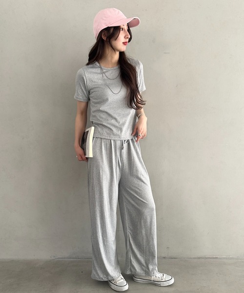 MYMOOD.(マイムード)の「無地半袖×ロングパンツ ルームウェア 2点セット 単品使い可能◎(セットアップ・レディース・ブラック/グレー・FREE)」の16枚目の写真