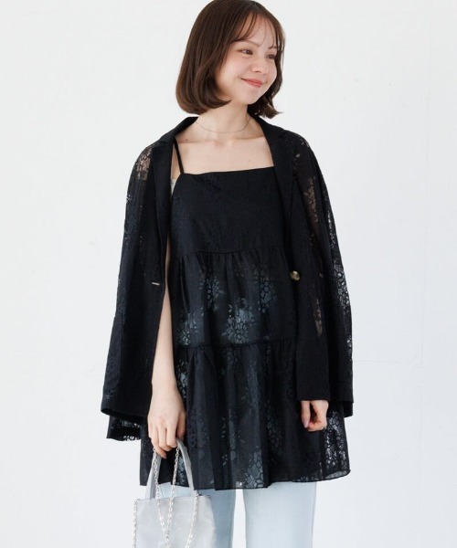 flower（フラワー）の「フラワーリングレースビスチェ（キャミソール・レディース・ブラック/アイボリー・FREE）」の5枚目の写真