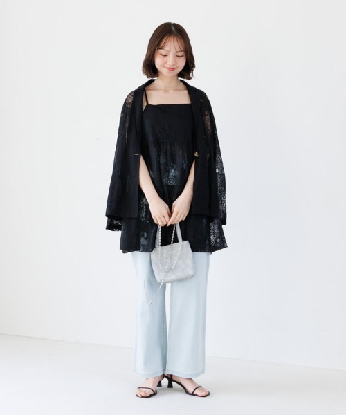 flower（フラワー）の「フラワーリングレースビスチェ（キャミソール・レディース・ブラック/アイボリー・FREE）」の6枚目の写真