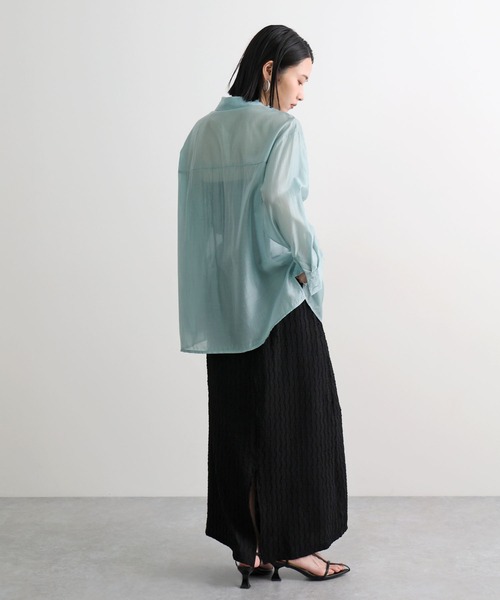 Futier land(フューティアランド)の「さらっと羽織れる。オーバーサイズシアーシャツ / 長袖シャツ(シャツ/ブラウス・レディース・ピンク/ブラウン/ブルー・FREE)」の12枚目の写真