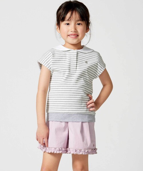 BeBe(ベベ)の「ストレッチワッシャー裾フリルショートパンツ(その他パンツ・キッズ・ピンク/ブルー・130cm/110cm/120cm/150cm/140cm)」の4枚目の写真