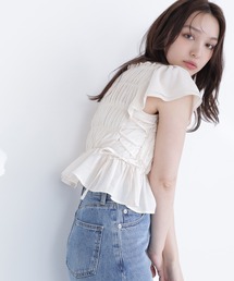 NATURAL BEAUTY BASIC | レースアップフリルブラウス(シャツ/ブラウス)